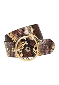 Asymmetrical Center Bar 48 Millimeter Snakeskin Belt