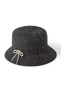 Metallic Melton Cloche Hat with Rhinestone Bow