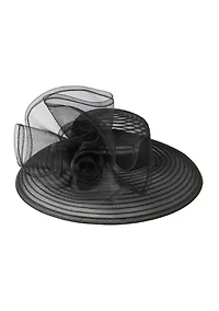 Stripe Sheer Wide Brim Hat
