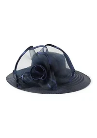 Sheer Widebrim Hat with Rosette