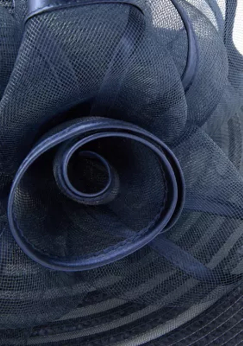 Sheer Widebrim Hat with Rosette