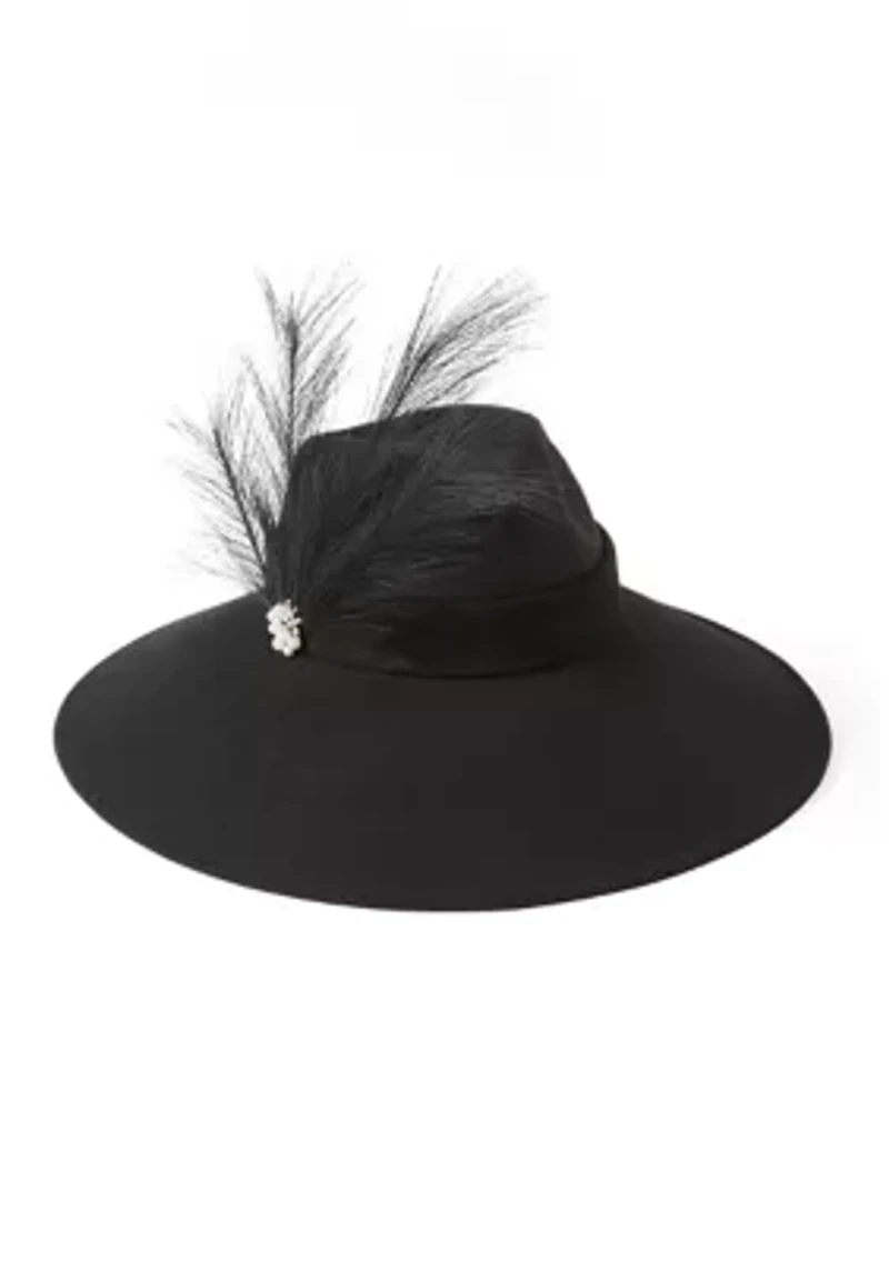 Romantic Panama Hat with Brooch Feather