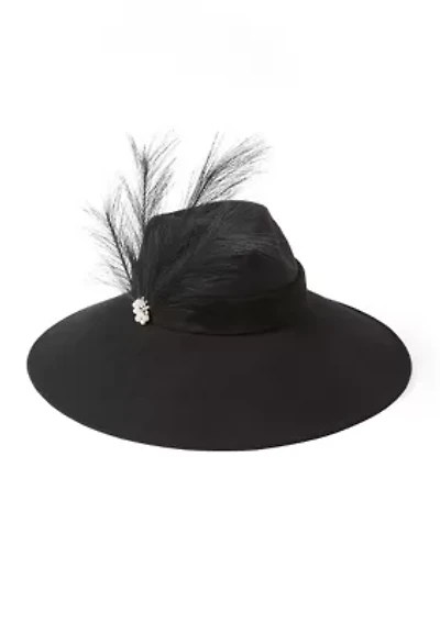 Romantic Panama Hat with Brooch Feather