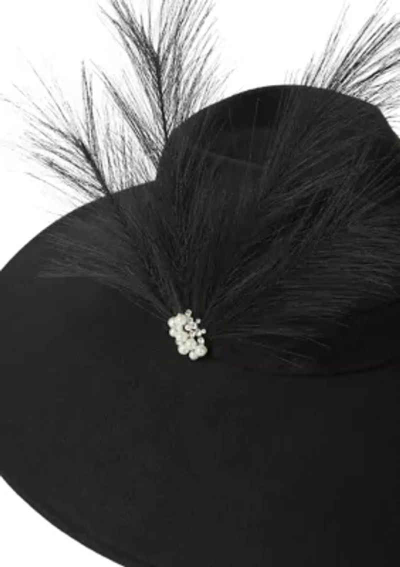 Romantic Panama Hat with Brooch Feather