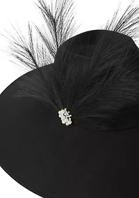 Romantic Panama Hat with Brooch Feather