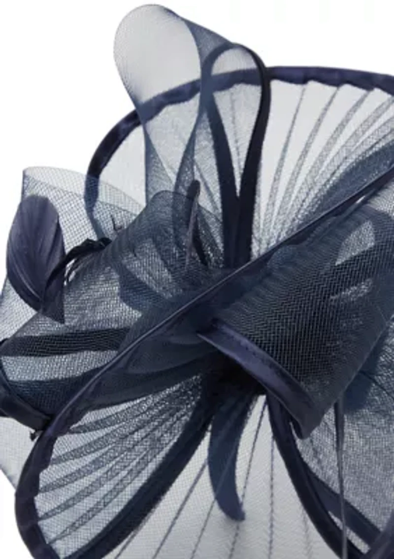 Sheer Pleated Fascinator Headband with Feathers