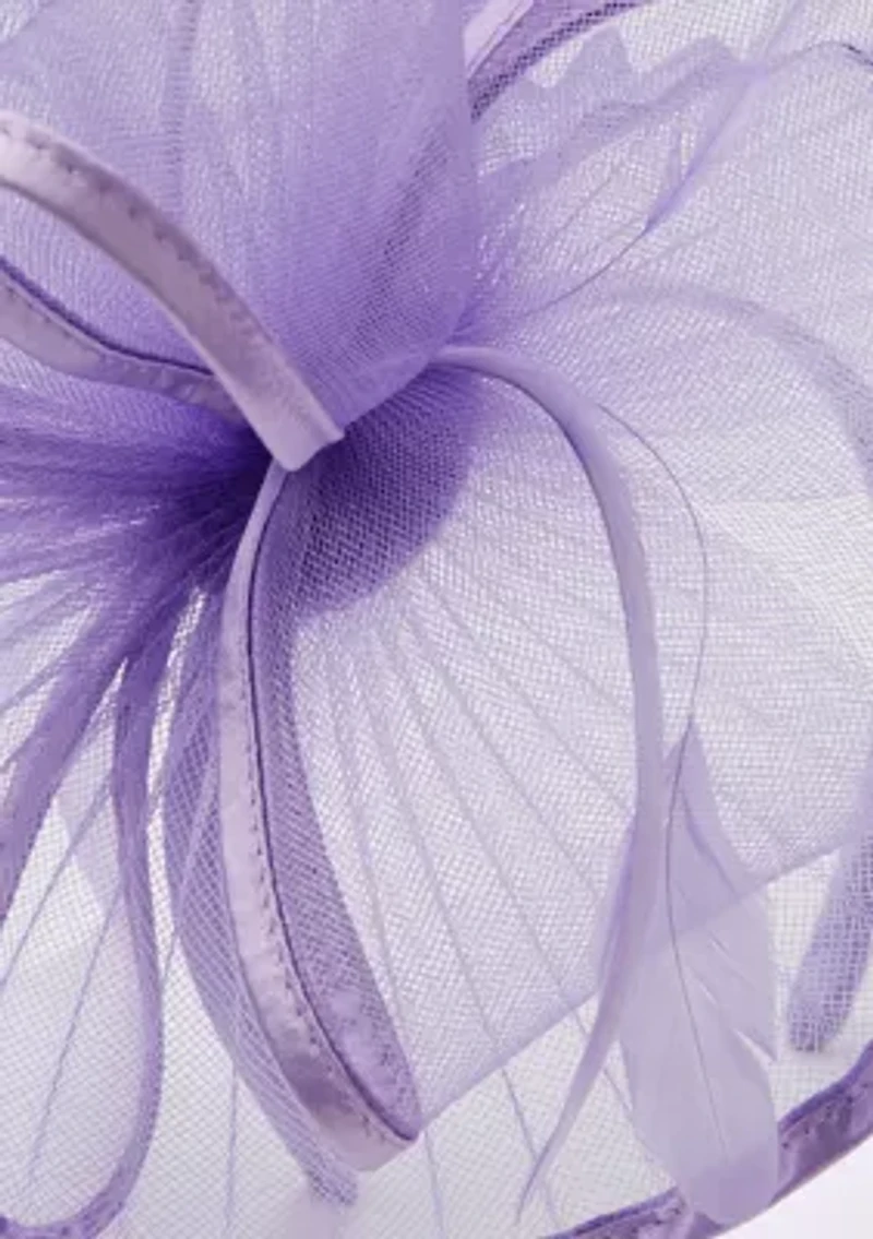 Sheer Pleated Fascinator Headband with Feathers