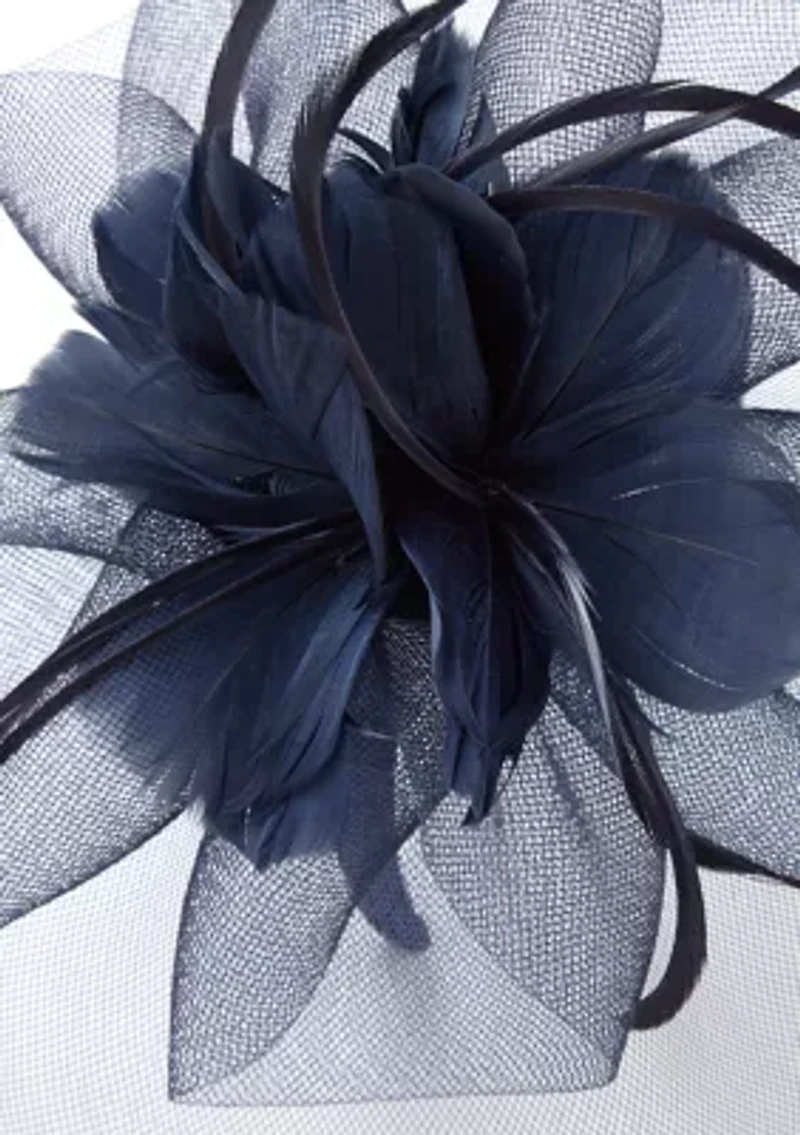 Feather Flower Net Fascinator Headband