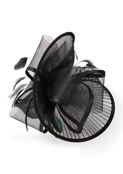 Sheer Pleated Fascinator with Flowers