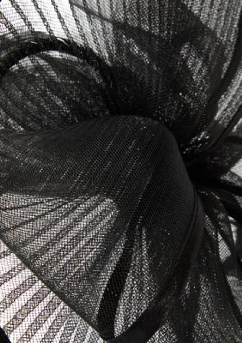 Sheer Pleated Fascinator with Flowers