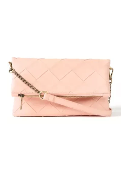 Faux Woven Clutch Crossbody Bag