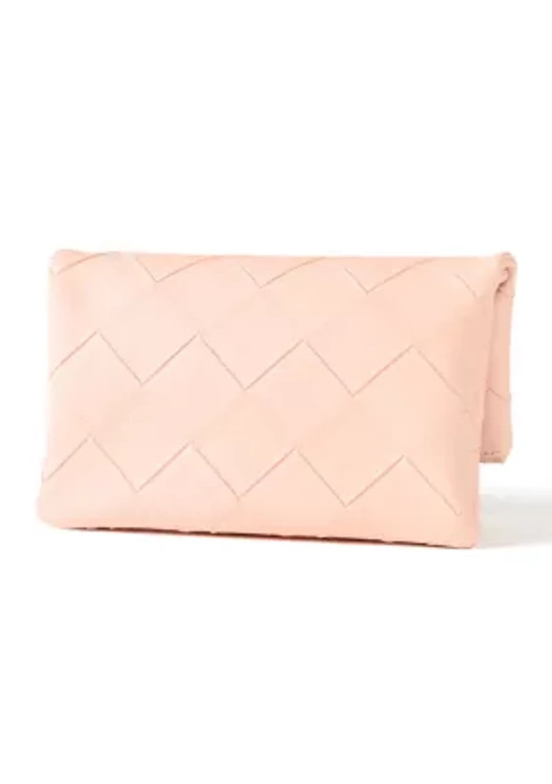 Faux Woven Clutch Crossbody Bag
