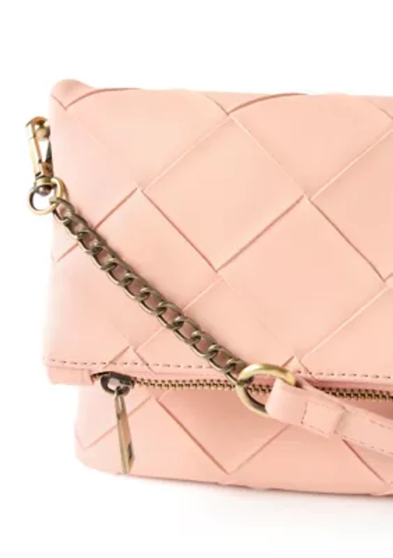 Faux Woven Clutch Crossbody Bag