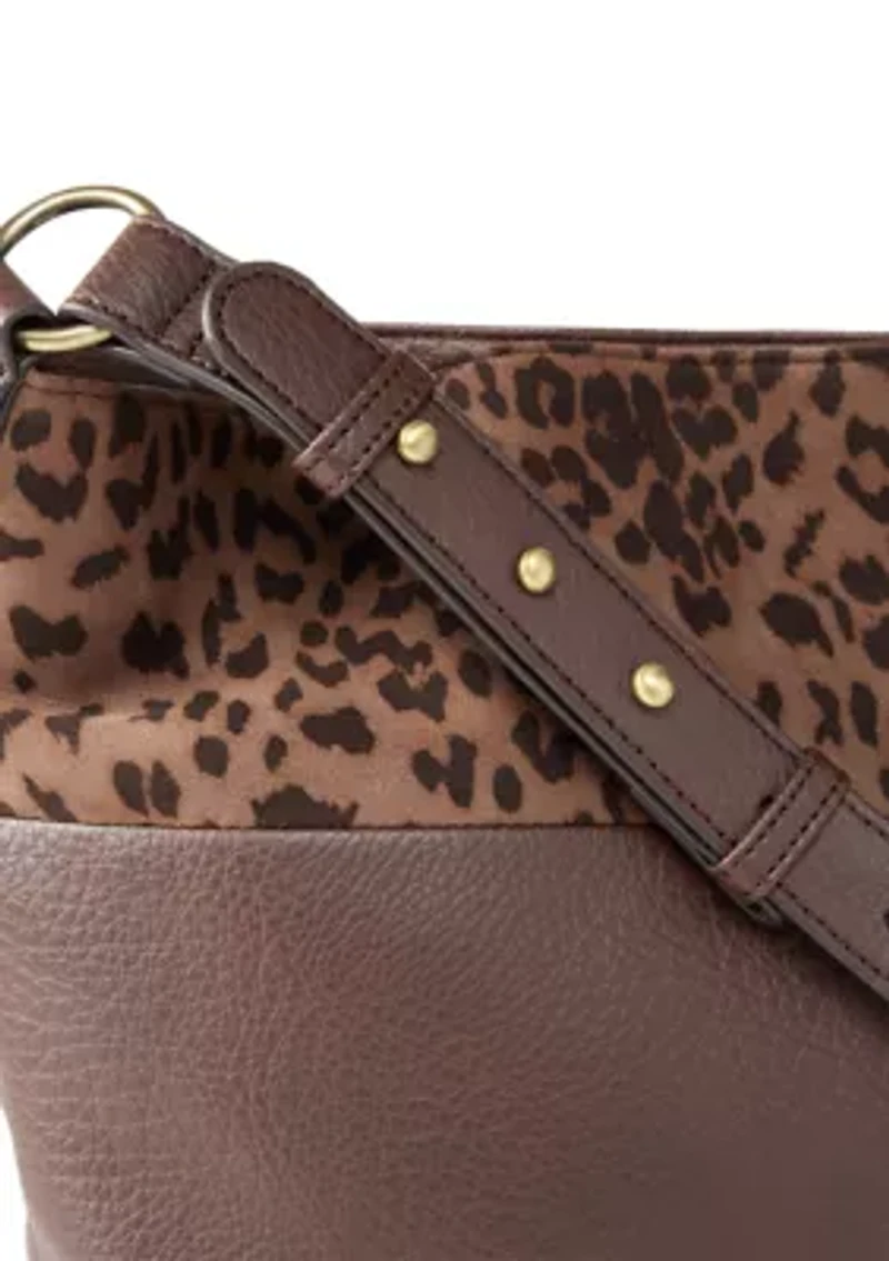 Hobo Bag with Leopard Suede Panel 