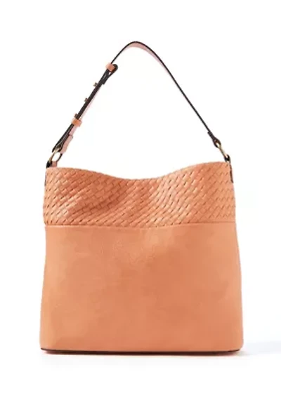 Woven Contrast Hobo Bag