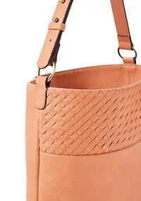 Woven Contrast Hobo Bag