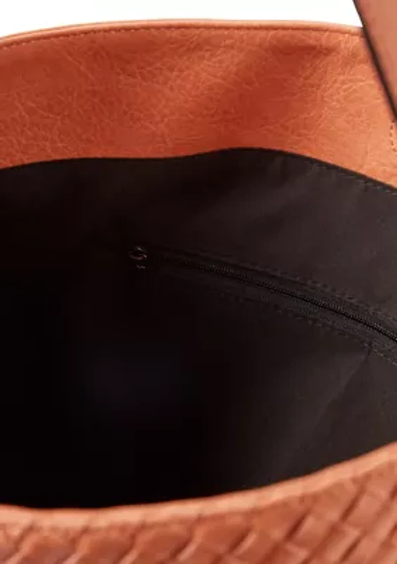 Woven Contrast Hobo Bag