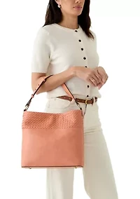 Woven Contrast Hobo Bag