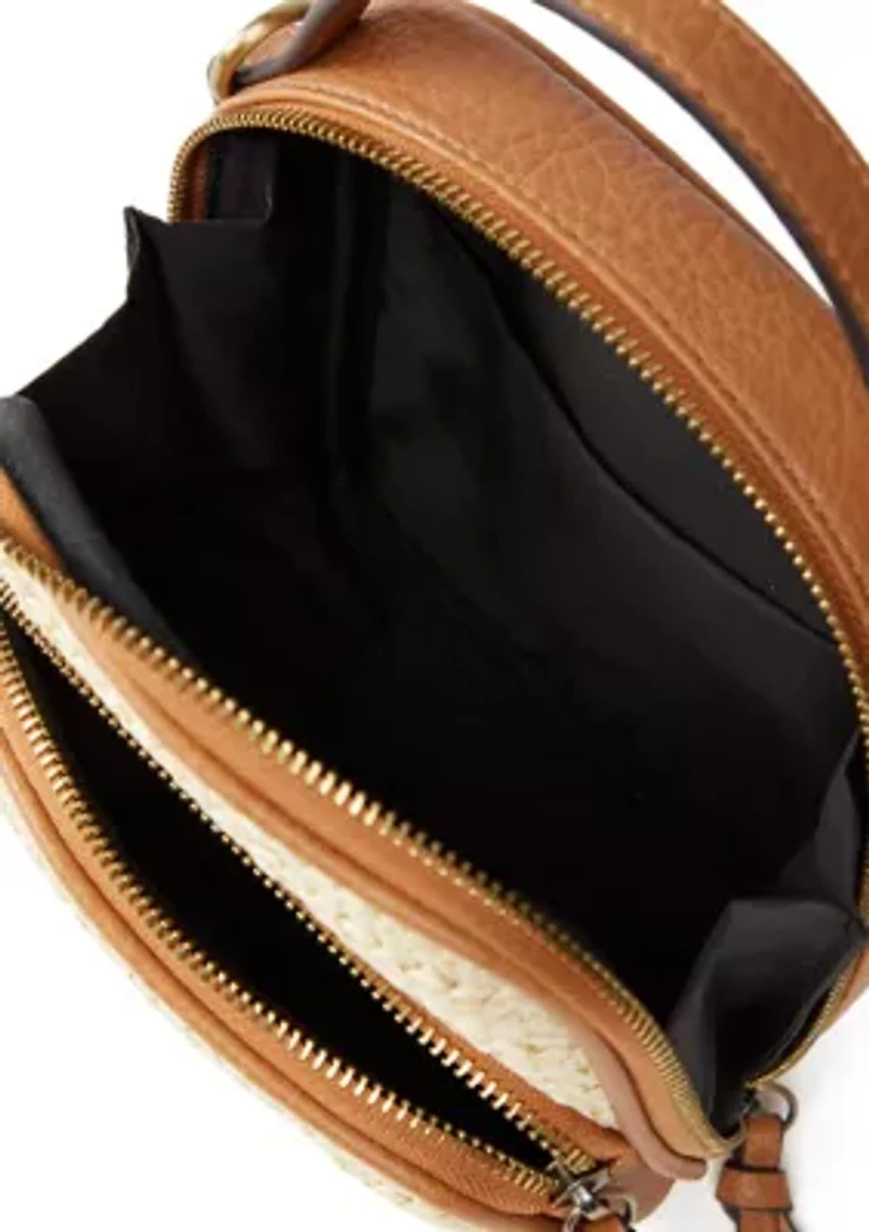 Straw Natural Phone Crossbody Bag