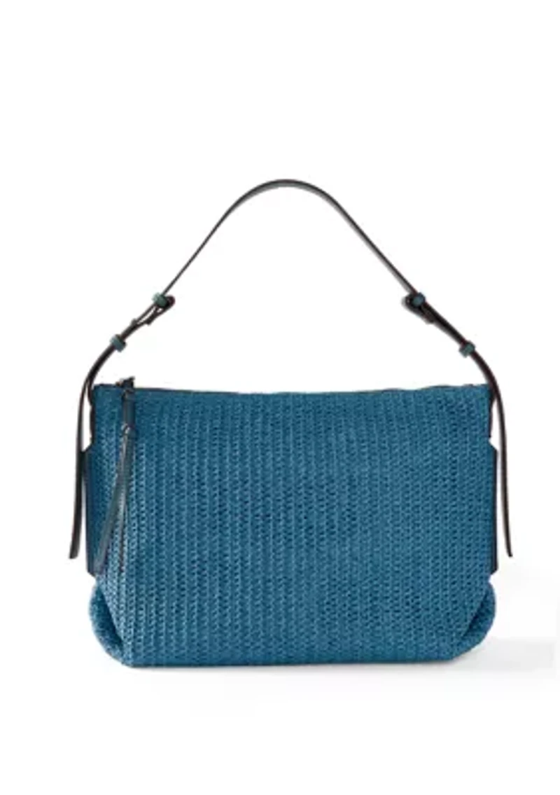 Straw Denim Hobo Bag