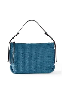 Straw Denim Hobo Bag