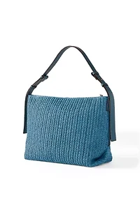 Straw Denim Hobo Bag