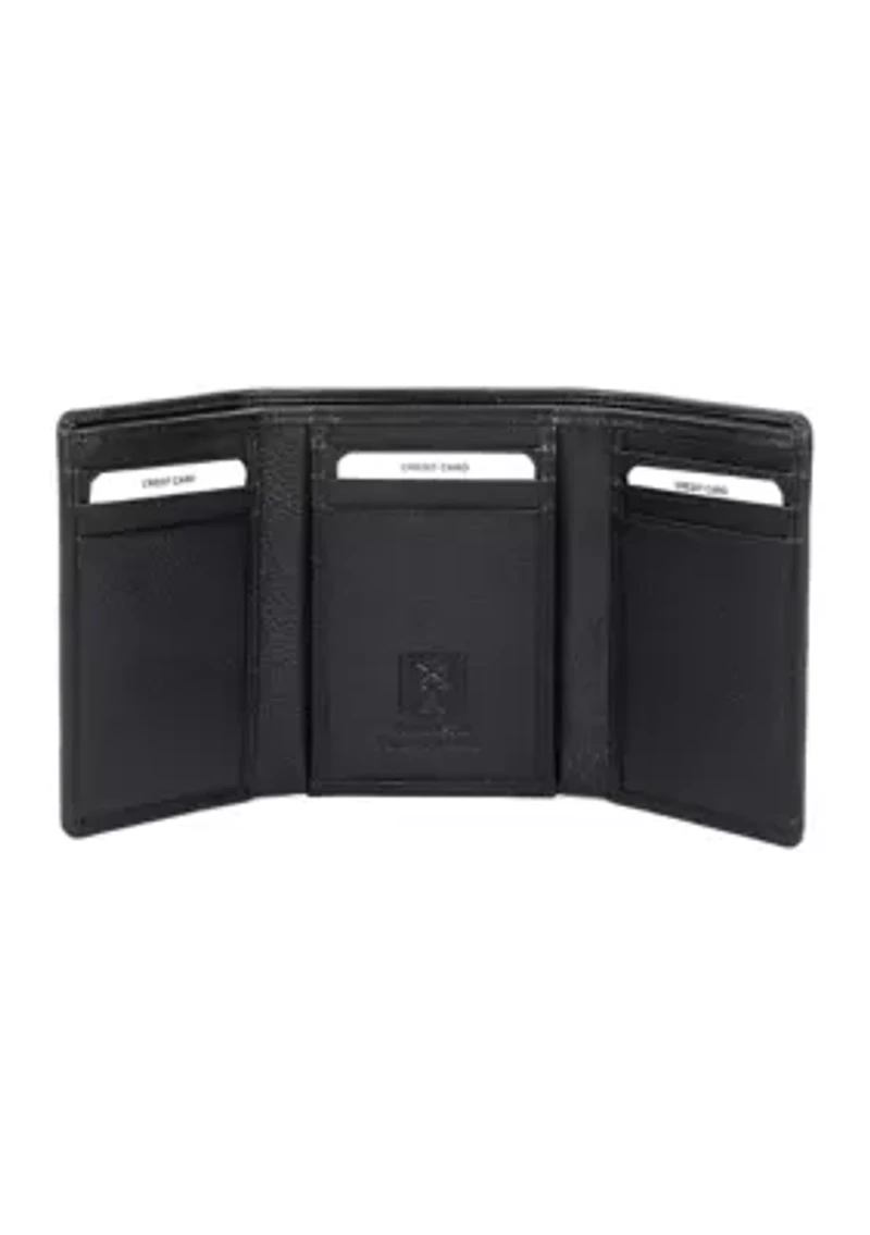RFID Blocking Tri-fold Leather Wallet