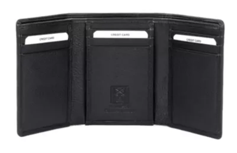 RFID Blocking Tri-fold Leather Wallet