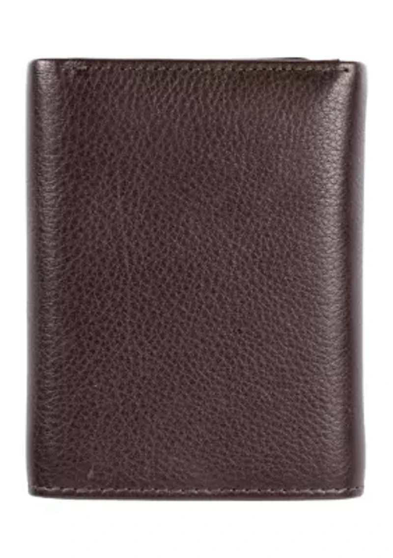 RFID Blocking Tri-fold Leather Wallet