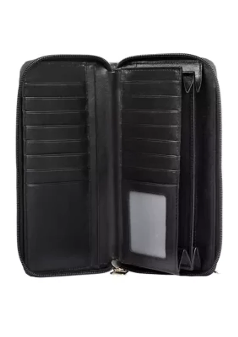 RFID Blocking Leather Zip-around Wallet