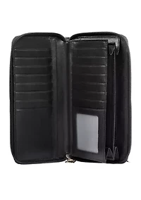 RFID Blocking Leather Zip-around Wallet