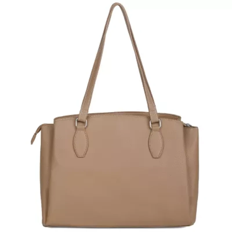 VEGAN LEATHER TRIPLE COMPARTMENT TOTE