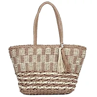 Straw EW Tote With Tassel