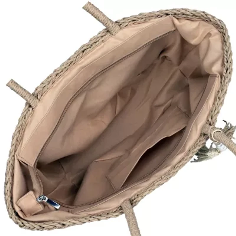 Straw EW Tote With Tassel