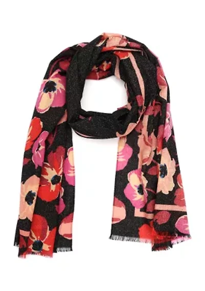 Fall Poppies Wool Oblong Scarf 