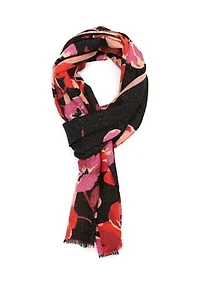 Fall Poppies Wool Oblong Scarf 