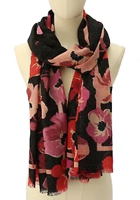 Fall Poppies Wool Oblong Scarf 