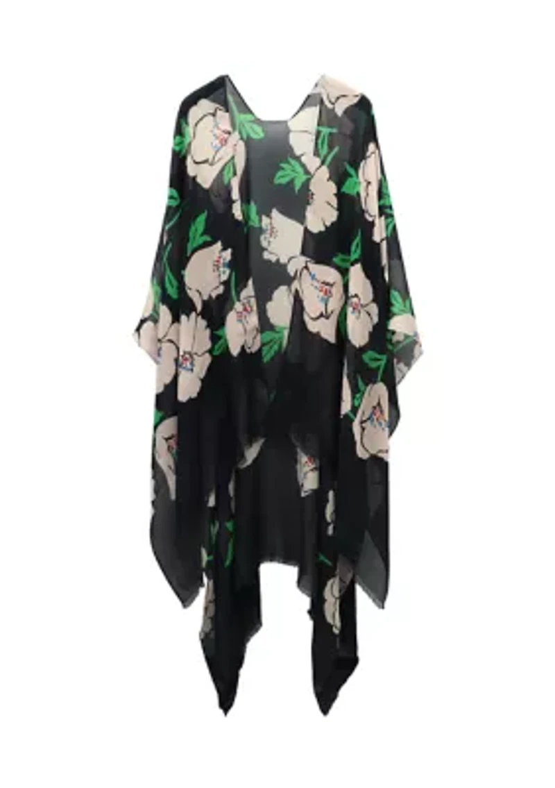 Women's Springtime Bloom Printed Ruana
