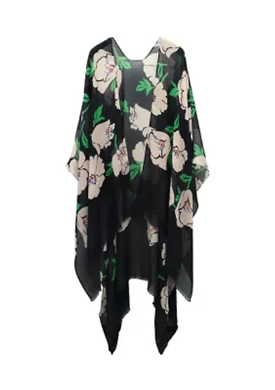 Women's Springtime Bloom Printed Ruana