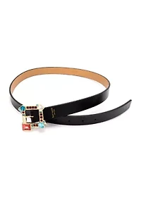 Belt with Crystal Stone Buckle