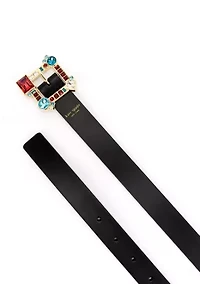 Belt with Crystal Stone Buckle