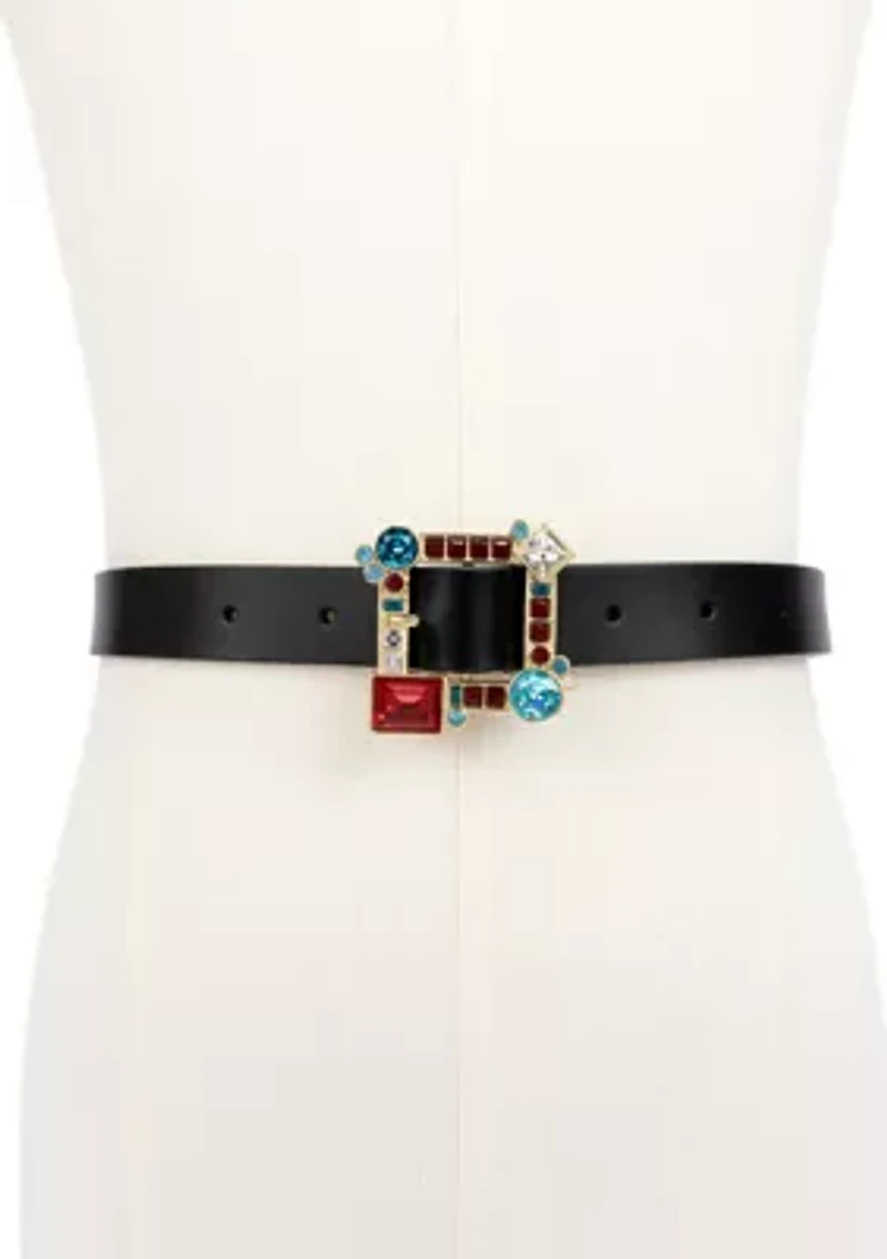 Belt with Crystal Stone Buckle