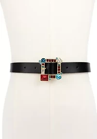 Belt with Crystal Stone Buckle