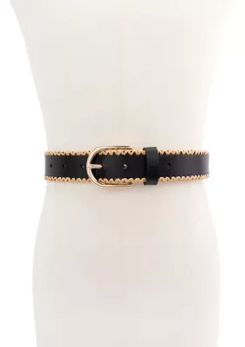 35 Millimeter Belt with Straw Edge