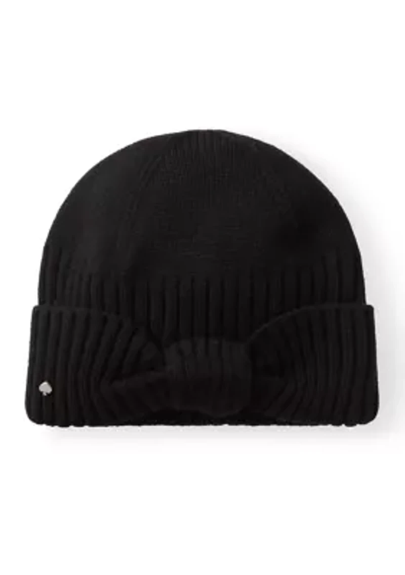 Ribbed Bow Beanie