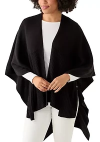 Women's Ribbed Bow Ruana