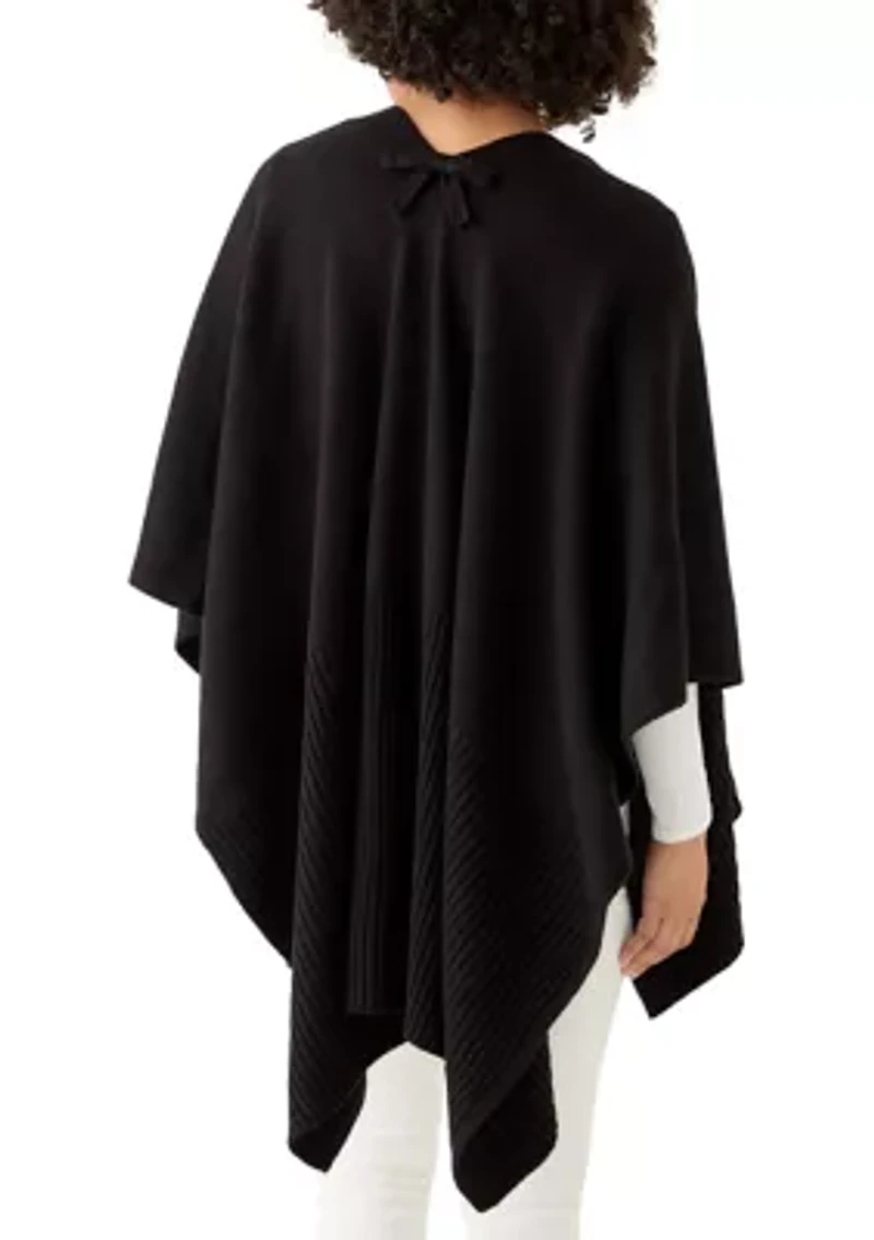 Women's Ribbed Bow Ruana