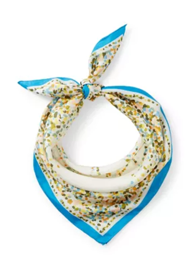 Dotted Spade Flower Silk Square Scarf