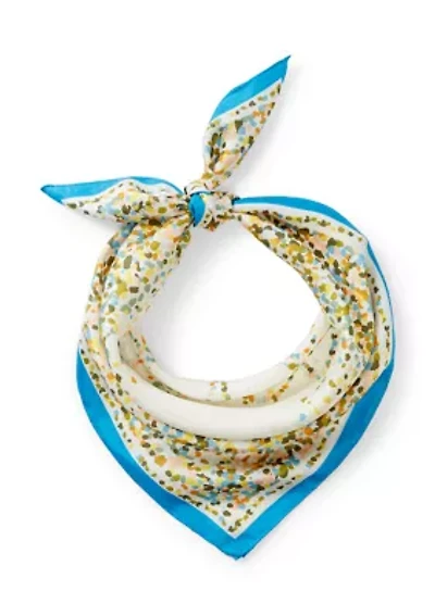 Dotted Spade Flower Silk Square Scarf