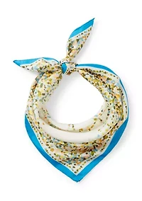 Dotted Spade Flower Silk Square Scarf